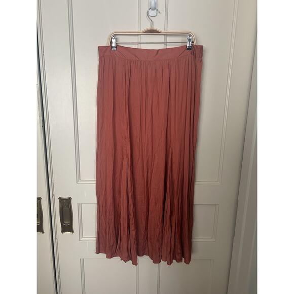 Chico's Satin Maxi Skirt Womens Size 14 Coral Hippie Festival Boho Peasant NWT